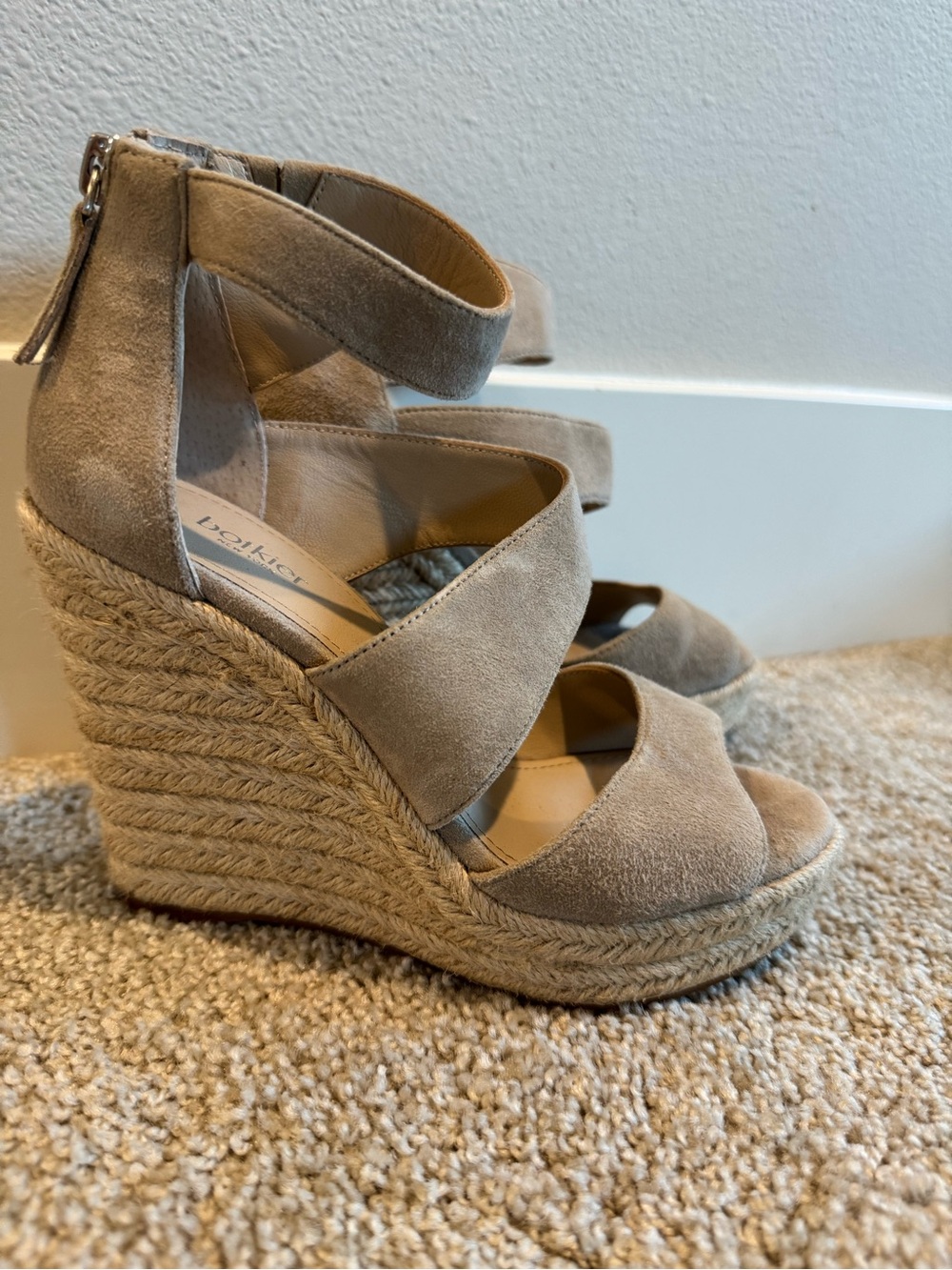 Botkier Taupe Suede Espadrille Platform Wedge Sandals